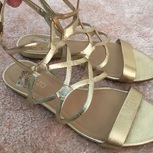 Arezzo Gold metallic Caged strappy sandals